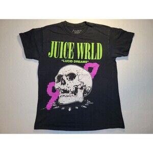 Juice World‎ Lucid Dreams 999 Skull Concert Tee Neon Green Pink Black Shirt M